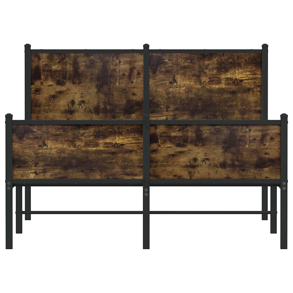 Metal Bed Frame without Mattress Smoked Oak 120x200 cm