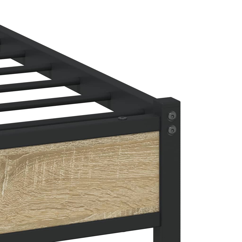 vidaXL Metal Bed Frame without Mattress Sonoma Oak 75x190 cm Small Single