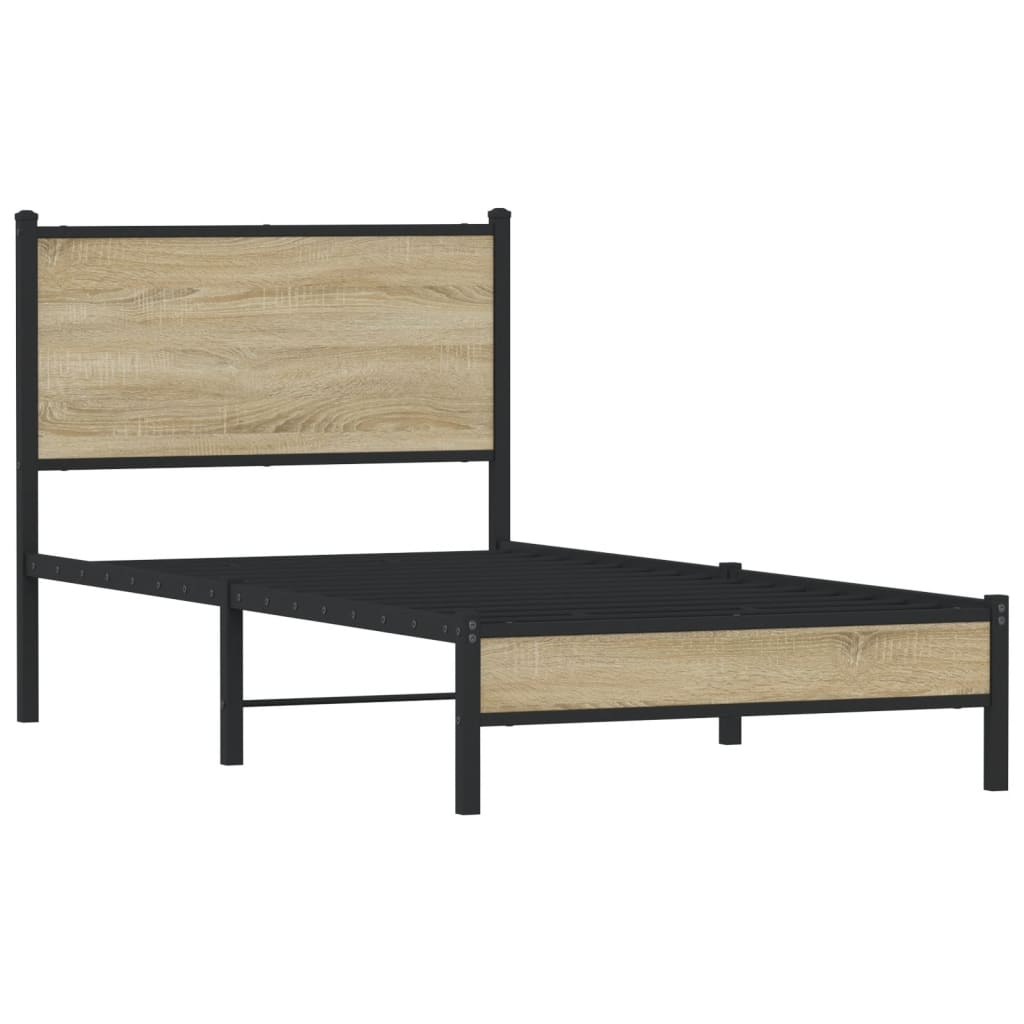 Metal Bed Frame without Mattress Sonoma Oak 90x190 cm Single
