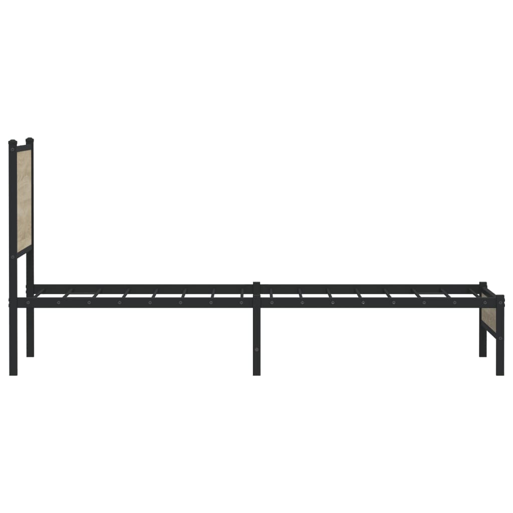 Metal Bed Frame without Mattress Sonoma Oak 90x190 cm Single