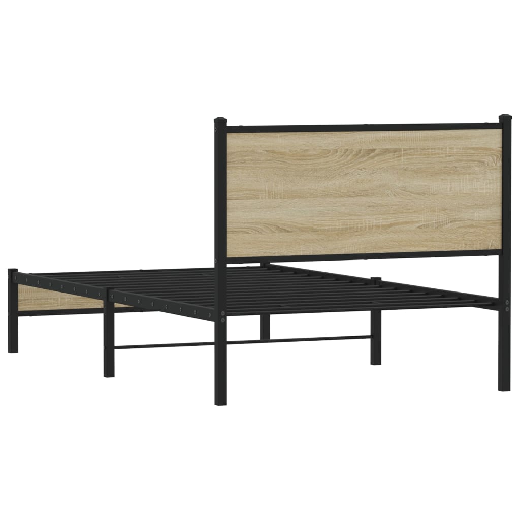 Metal Bed Frame without Mattress Sonoma Oak 100x200 cm