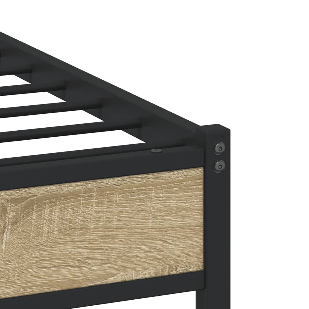 Metal Bed Frame without Mattress Sonoma Oak 100x200 cm