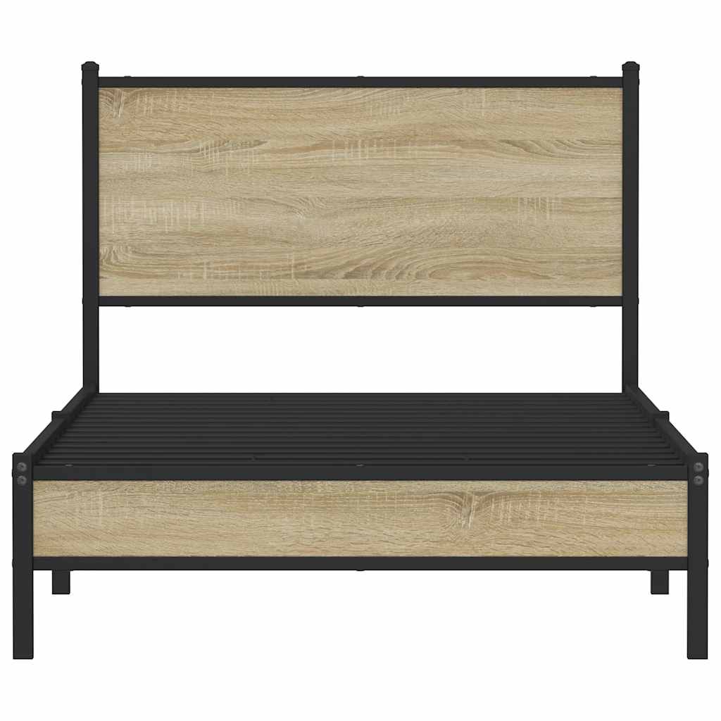 Metal Bed Frame without Mattress Sonoma Oak 107x203 cm