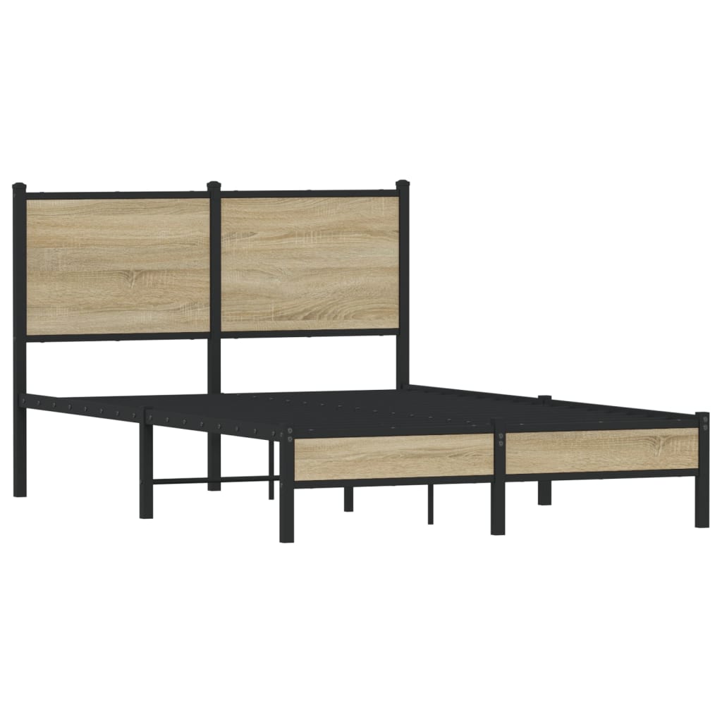 vidaXL Metal Bed Frame without Mattress Sonoma Oak 120x190 cm Small Double