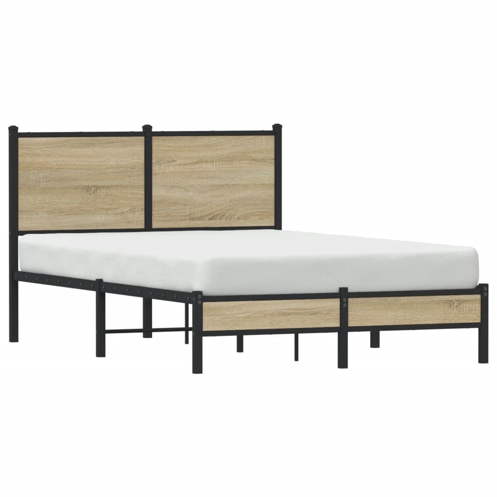 vidaXL Metal Bed Frame without Mattress Sonoma Oak 120x190 cm Small Double