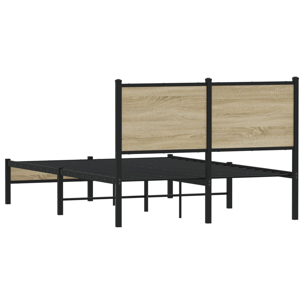 vidaXL Metal Bed Frame without Mattress Sonoma Oak 120x190 cm Small Double