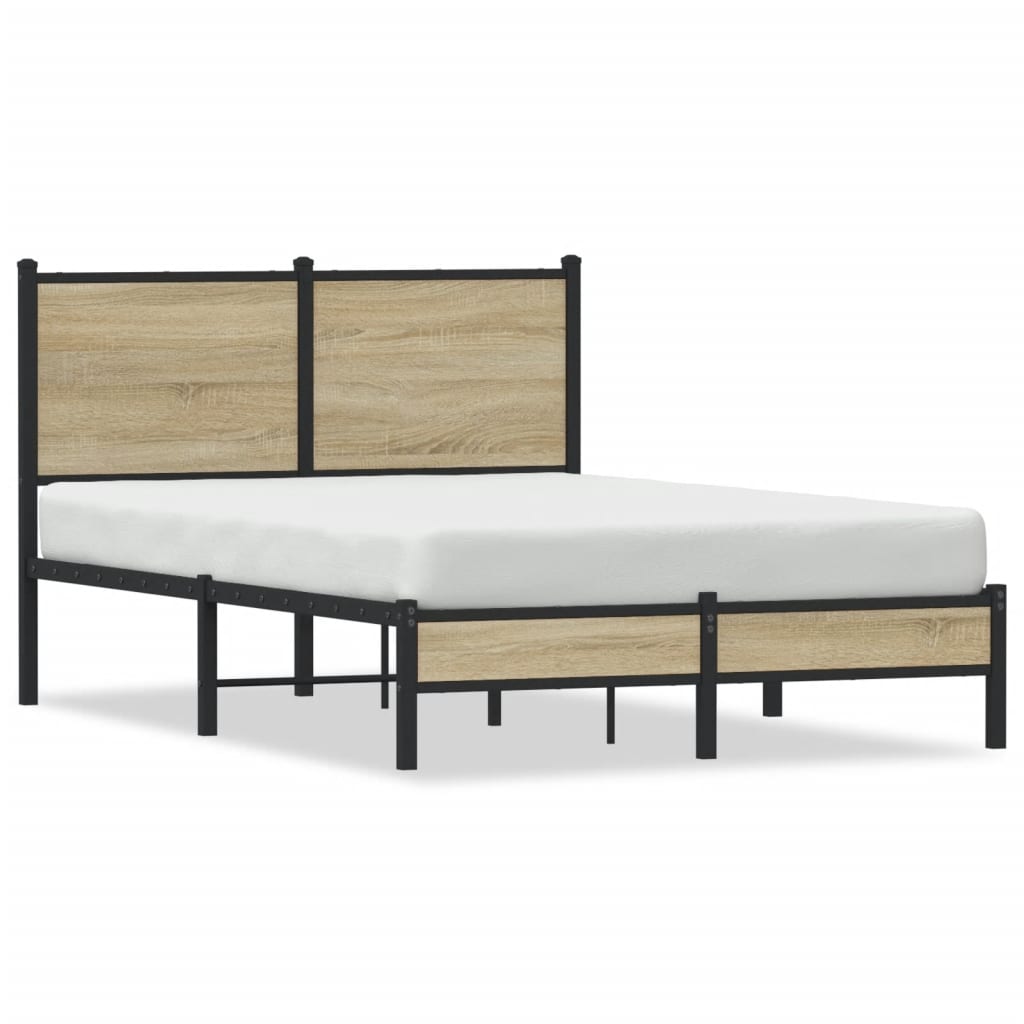 vidaXL Metal Bed Frame without Mattress Sonoma Oak 120x190 cm Small Double