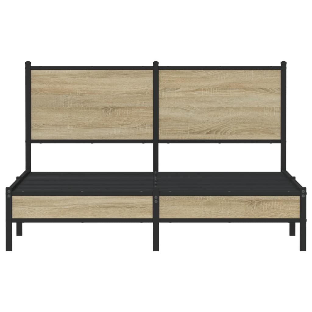 Metal Bed Frame without Mattress Sonoma Oak 137x190 cm