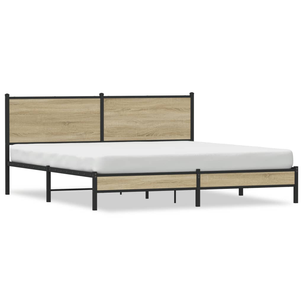 Metal Bed Frame without Mattress Sonoma Oak 160x200 cm