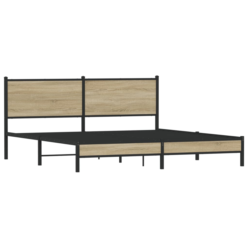 Metal Bed Frame without Mattress Sonoma Oak 160x200 cm