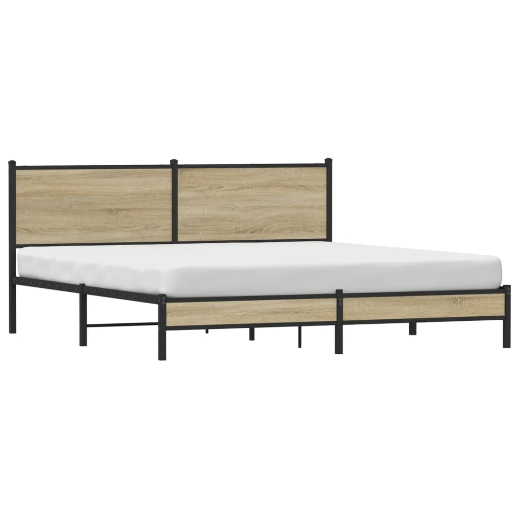 Metal Bed Frame without Mattress Sonoma Oak 160x200 cm