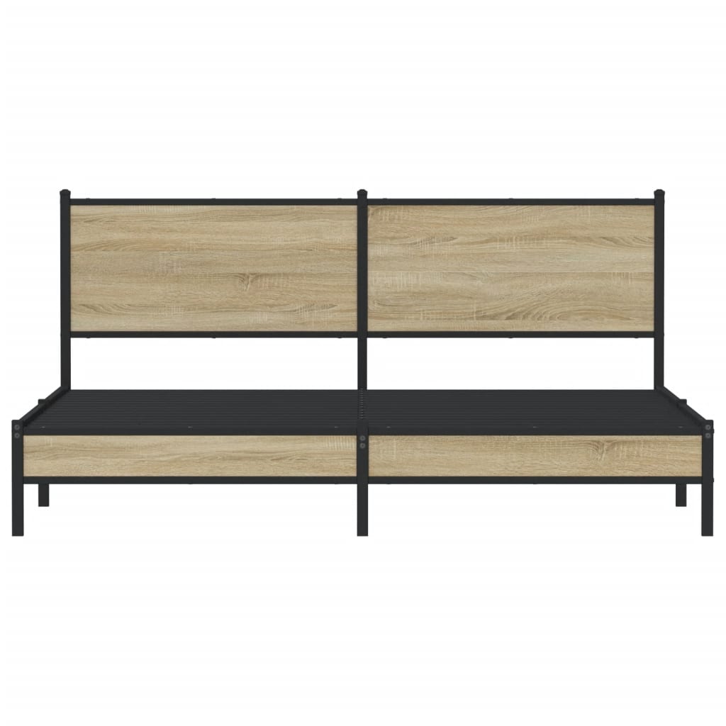 Metal Bed Frame without Mattress Sonoma Oak 160x200 cm