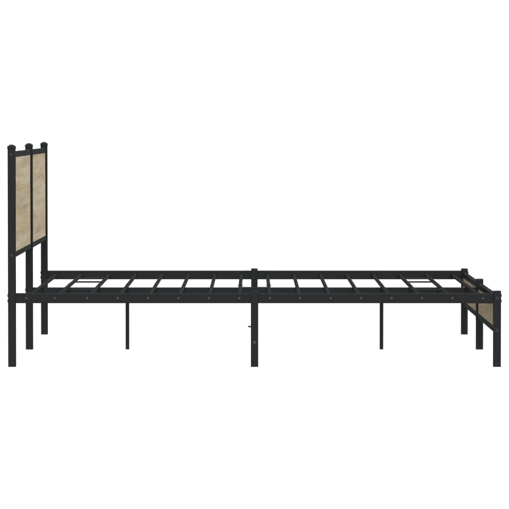 Metal Bed Frame without Mattress Sonoma Oak 160x200 cm