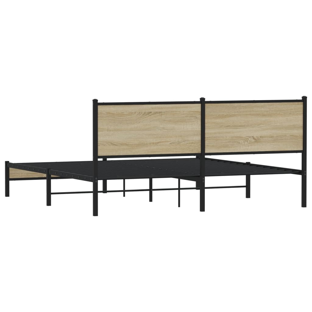 Metal Bed Frame without Mattress Sonoma Oak 160x200 cm