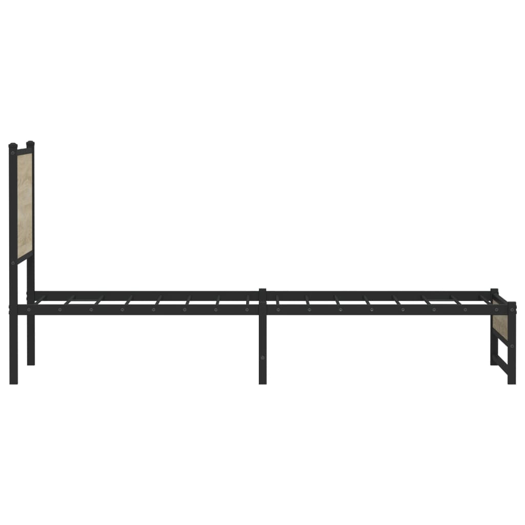 Metal Bed Frame without Mattress Sonoma Oak 90x200 cm