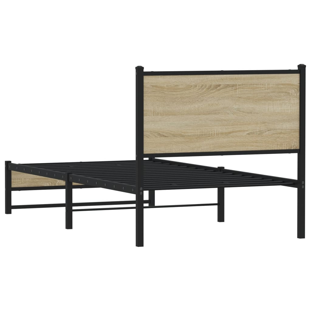 Metal Bed Frame without Mattress Sonoma Oak 90x200 cm