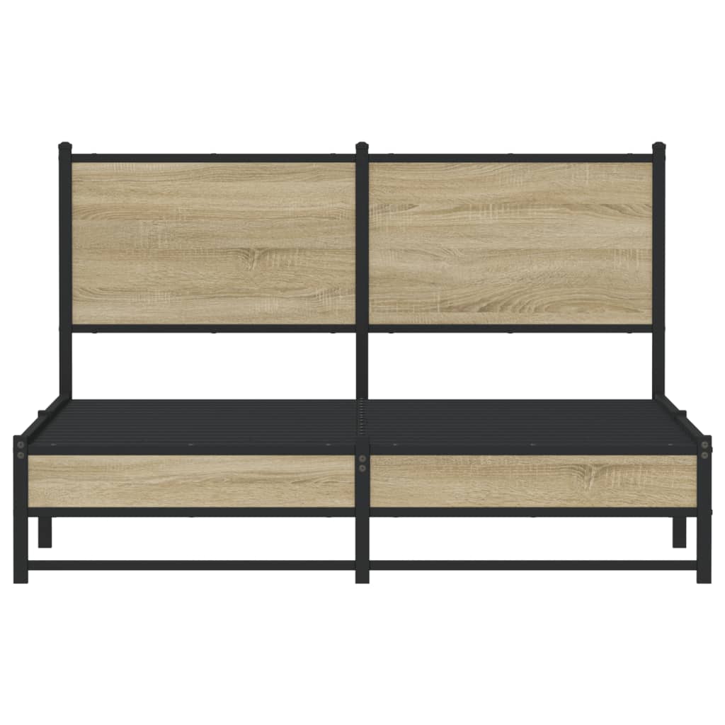 Metal Bed Frame without Mattress Sonoma Oak 137x190 cm