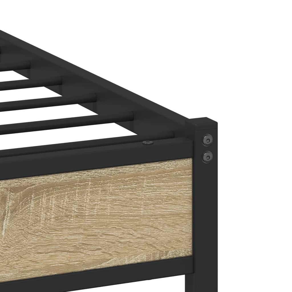 Metal Bed Frame without Mattress Sonoma Oak 137x190 cm