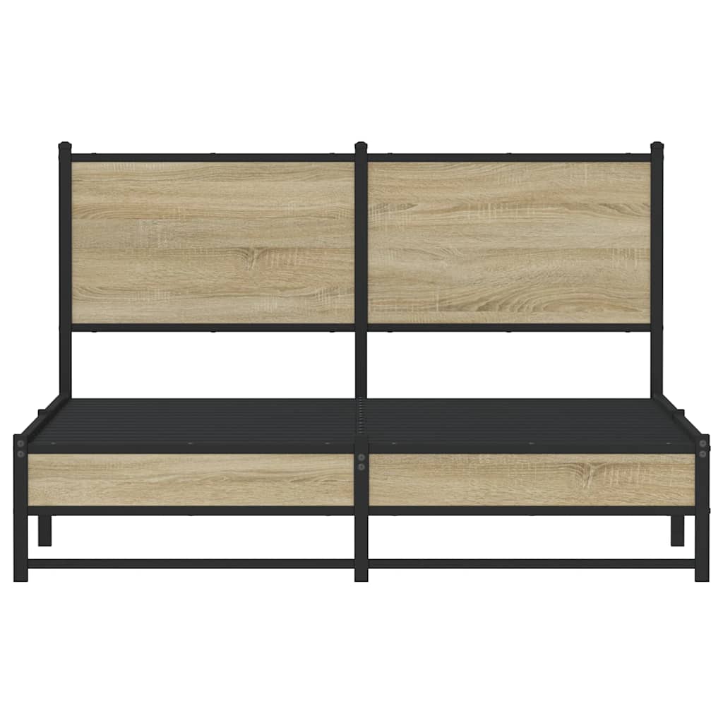Metal Bed Frame without Mattress Sonoma Oak 150x200 cm King Size