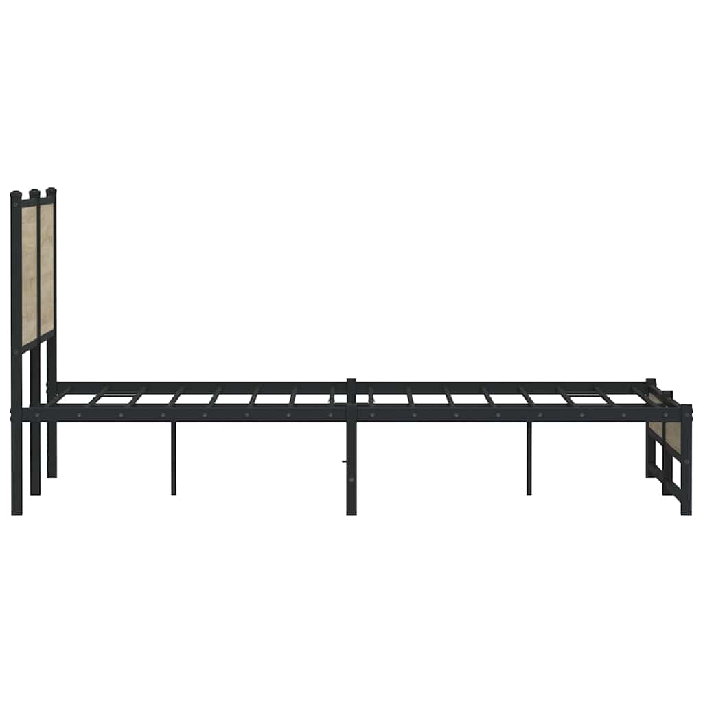 Metal Bed Frame without Mattress Sonoma Oak 150x200 cm King Size