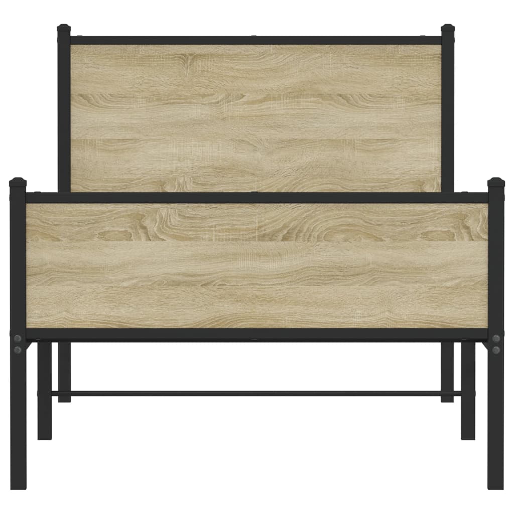 Metal Bed Frame without Mattress Sonoma Oak 100x190 cm