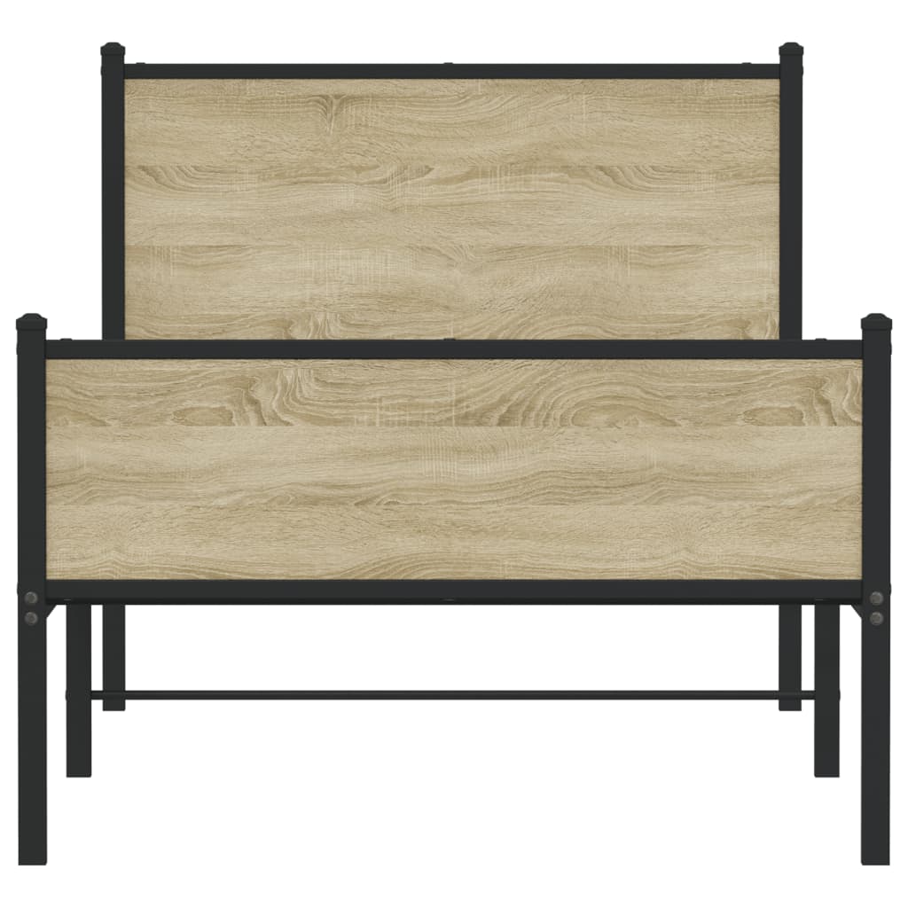 Metal Bed Frame without Mattress Sonoma Oak 100x200 cm
