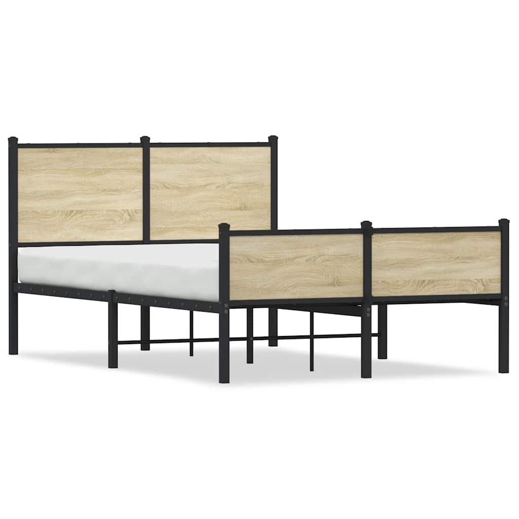 Metal Bed Frame without Mattress Sonoma Oak 120x200 cm
