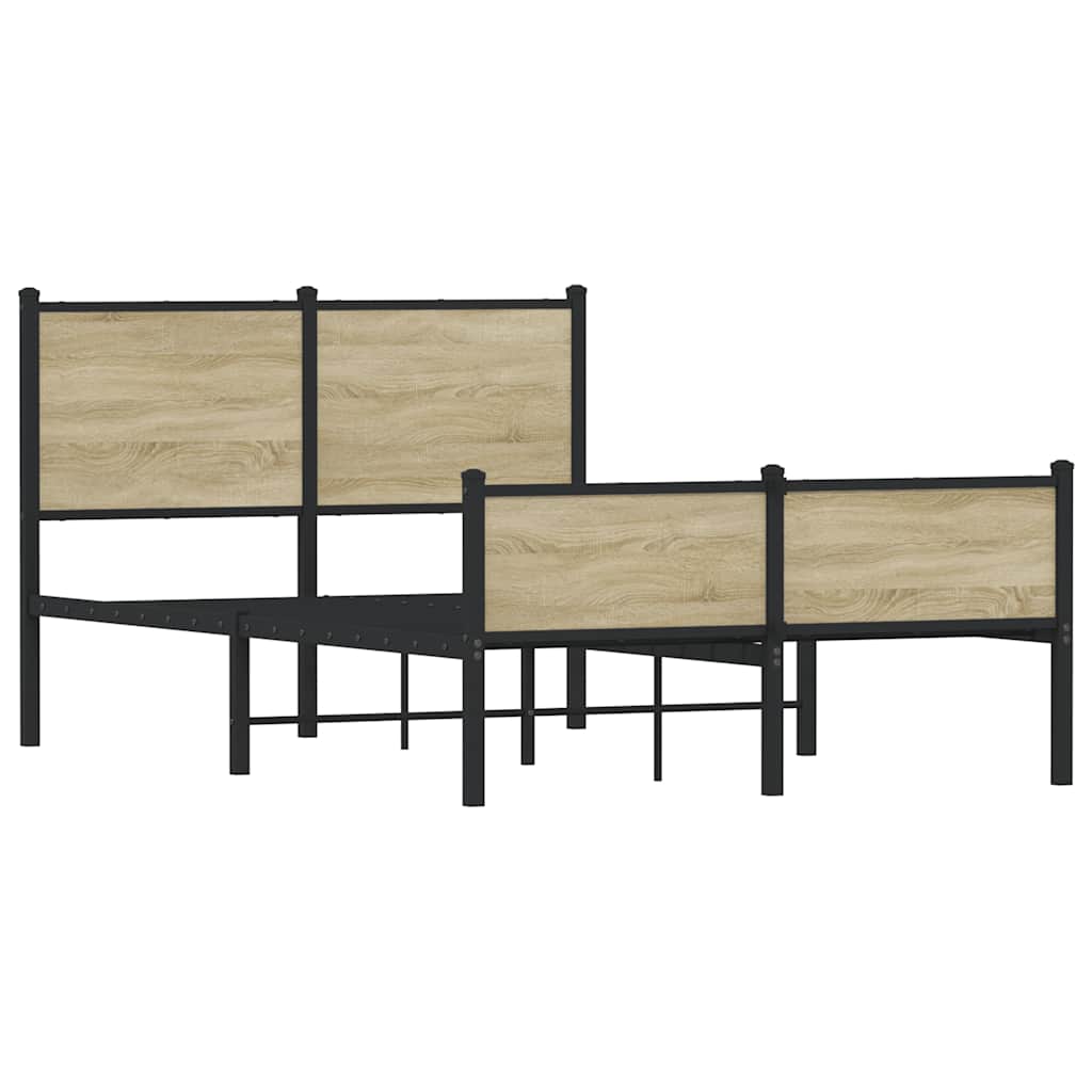 Metal Bed Frame without Mattress Sonoma Oak 120x200 cm