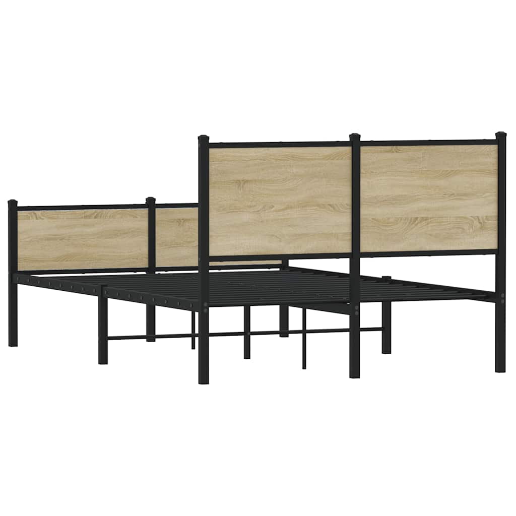 Metal Bed Frame without Mattress Sonoma Oak 120x200 cm