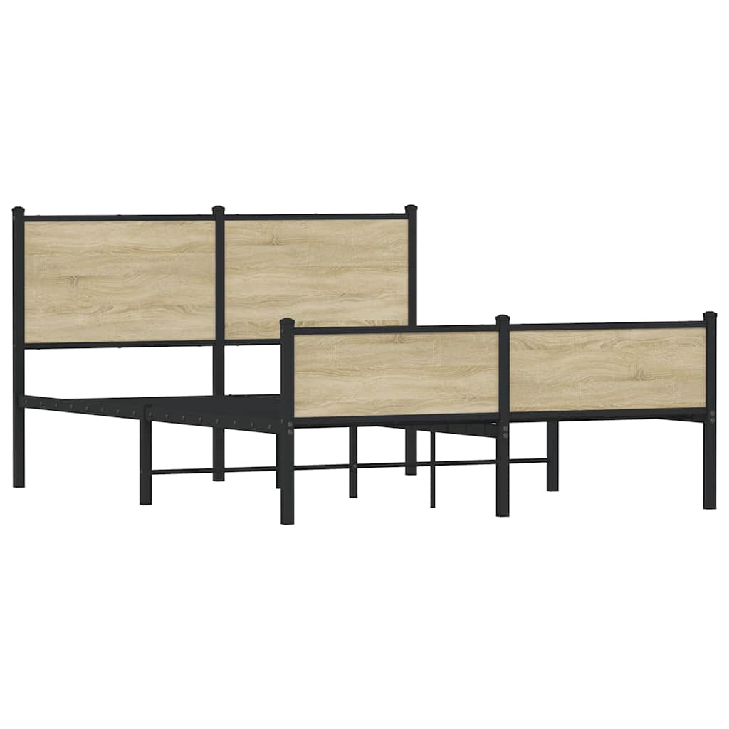 Metal Bed Frame without Mattress Sonoma Oak 140x190 cm