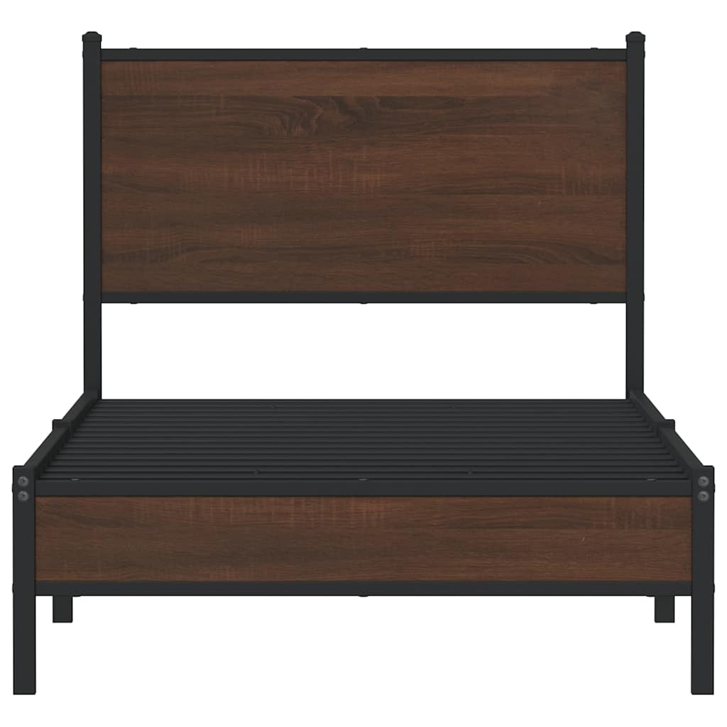 Metal Bed Frame without Mattress Brown Oak 80x200 cm