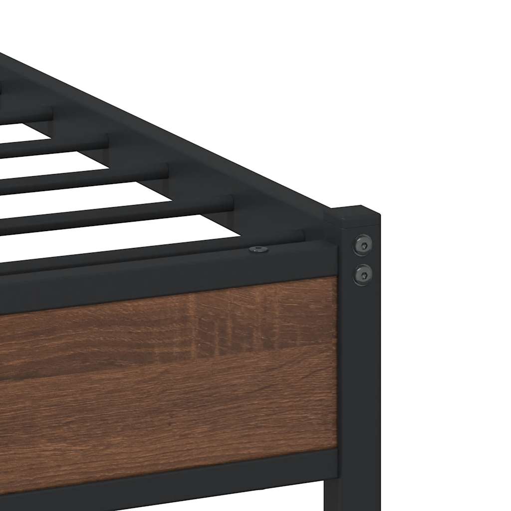 Metal Bed Frame without Mattress Brown Oak 80x200 cm
