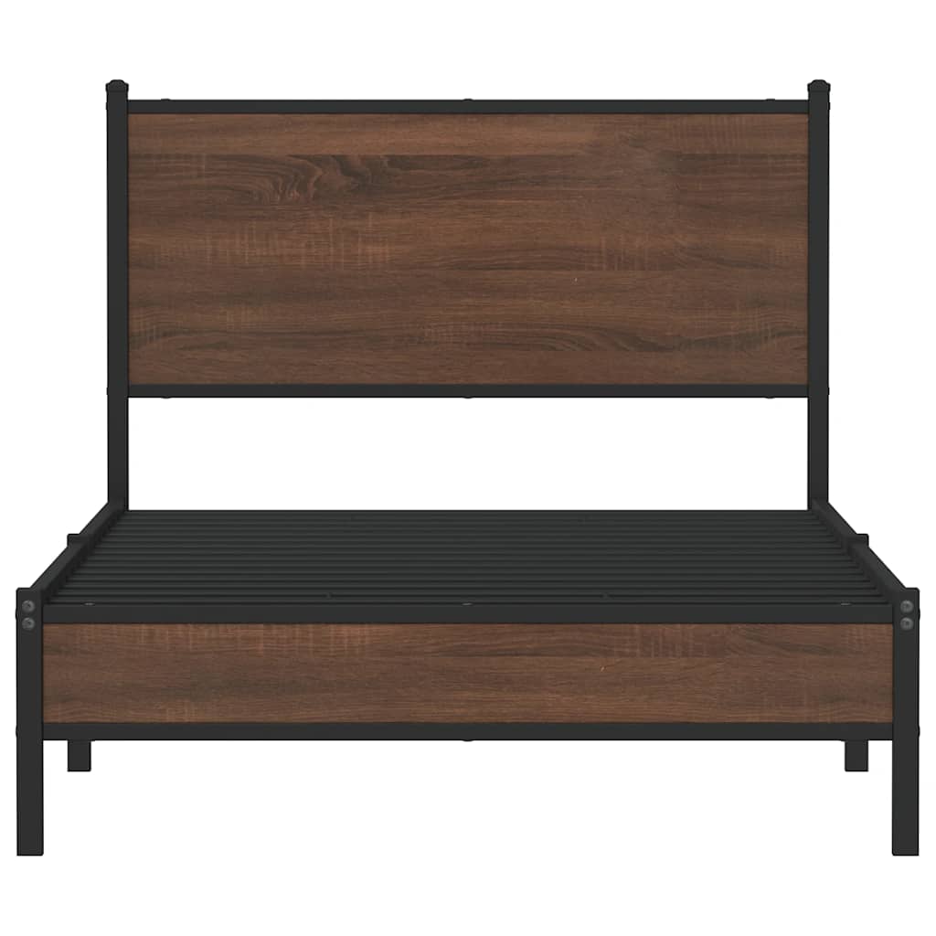 Metal Bed Frame without Mattress Brown Oak 100x200 cm