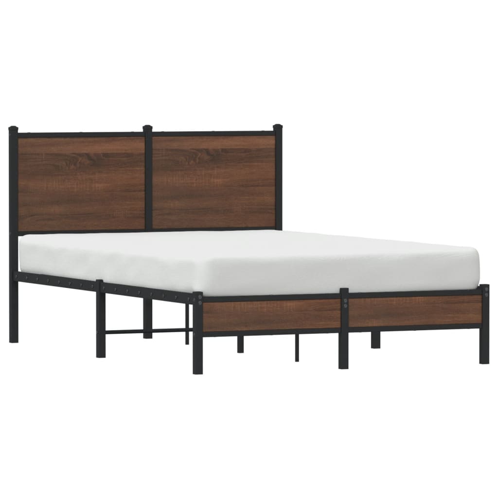 Metal Bed Frame without Mattress Brown Oak 120x190 cm Small Double
