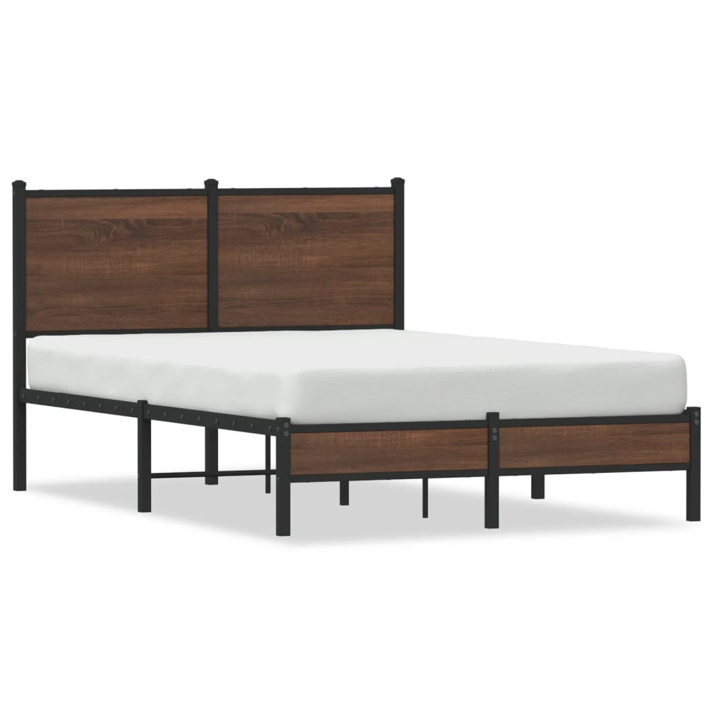Metal Bed Frame without Mattress Brown Oak 120x200 cm