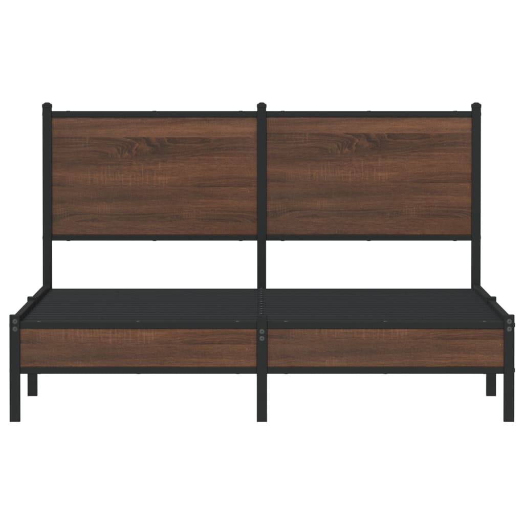 Metal Bed Frame without Mattress Brown Oak 140x200 cm