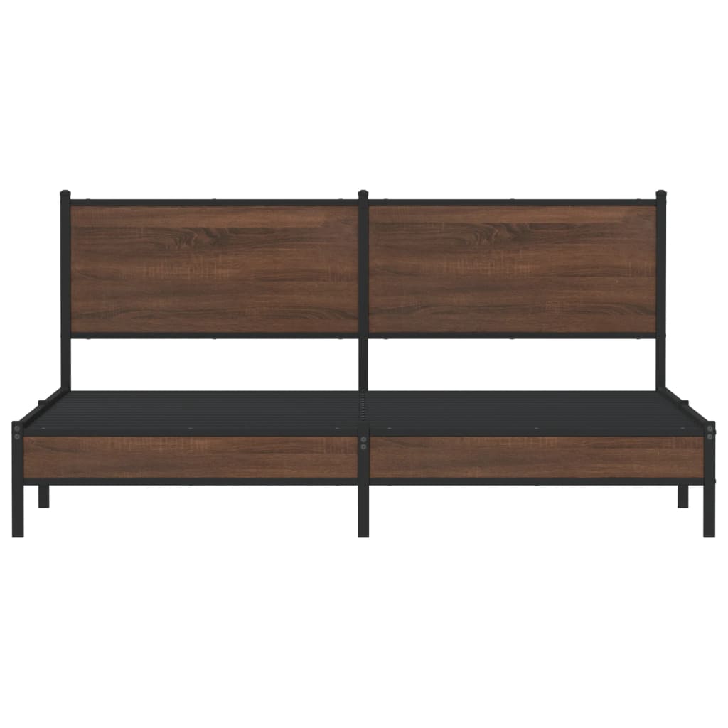 Metal Bed Frame without Mattress Brown Oak 160x200 cm