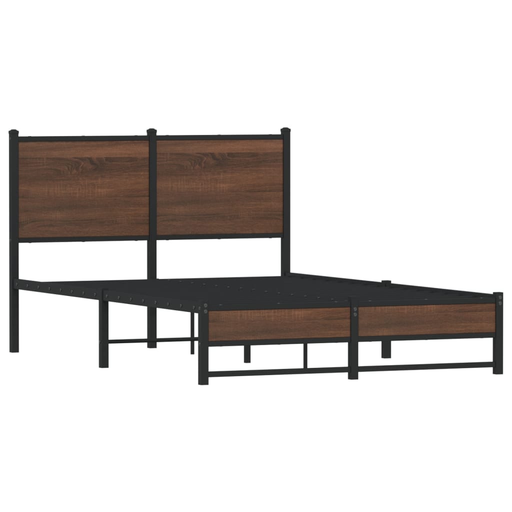 vidaXL Metal Bed Frame without Mattress Brown Oak 120x190 cm Small Double