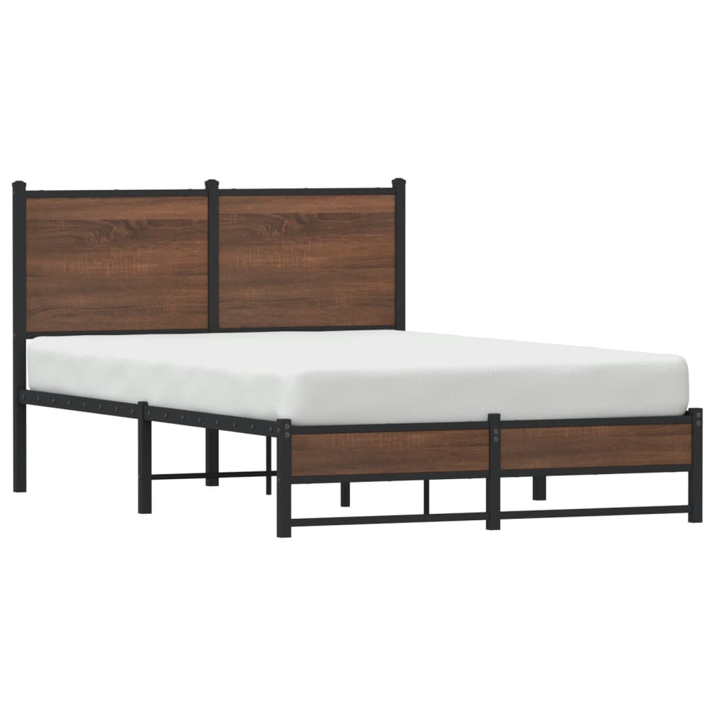 vidaXL Metal Bed Frame without Mattress Brown Oak 120x190 cm Small Double