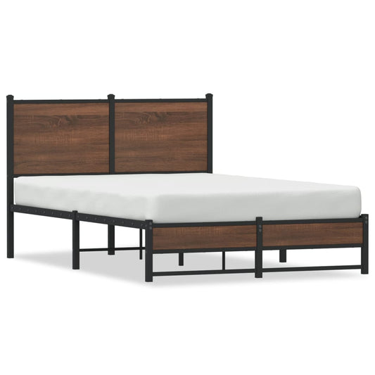 vidaXL Metal Bed Frame without Mattress Brown Oak 120x190 cm Small Double