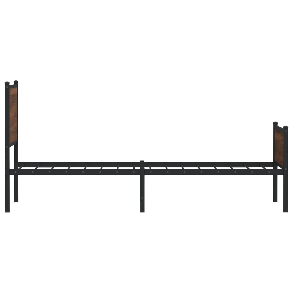 Metal Bed Frame without Mattress Brown Oak 90x200 cm