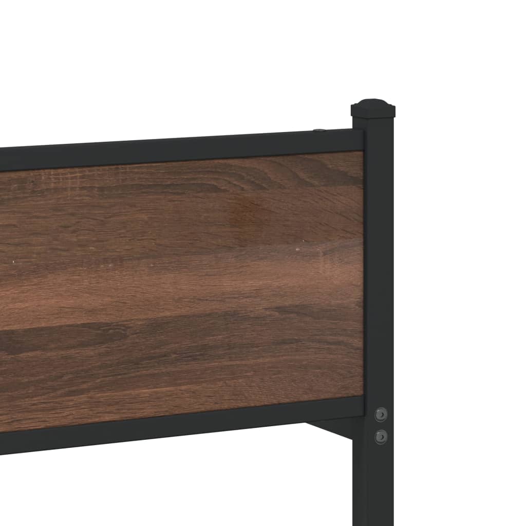 Metal Bed Frame without Mattress Brown Oak 90x200 cm