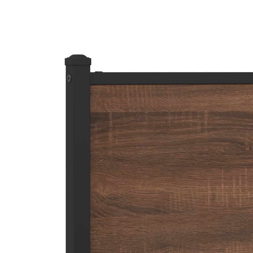 Metal Bed Frame without Mattress Brown Oak 90x200 cm