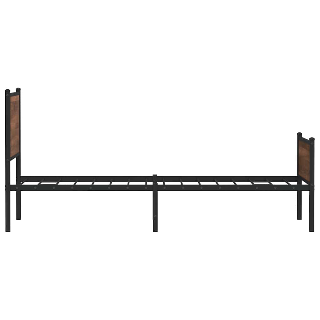 Metal Bed Frame without Mattress Brown Oak 100x200 cm