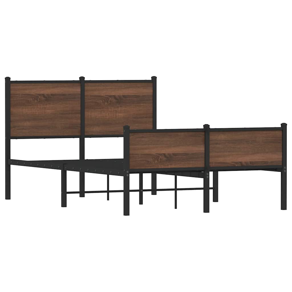 Metal Bed Frame without Mattress Brown Oak 120x200 cm