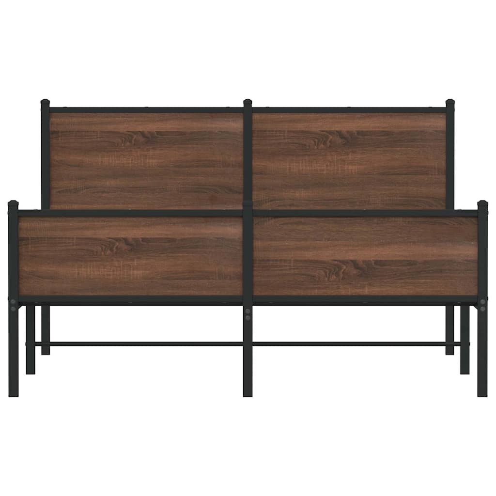 Metal Bed Frame without Mattress Brown Oak 140x200 cm
