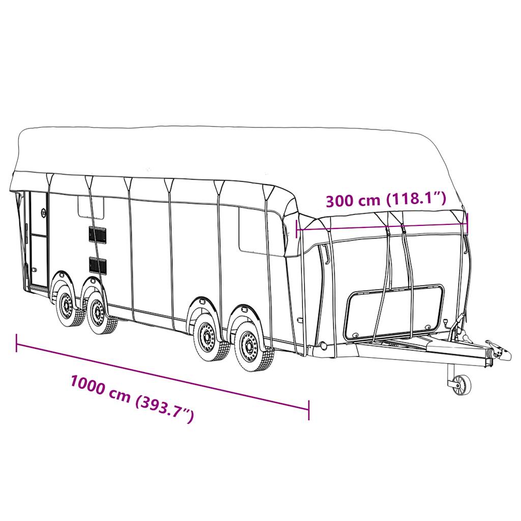Caravan Roof Cover Grey 1000x300 cm Non-woven Fabric
