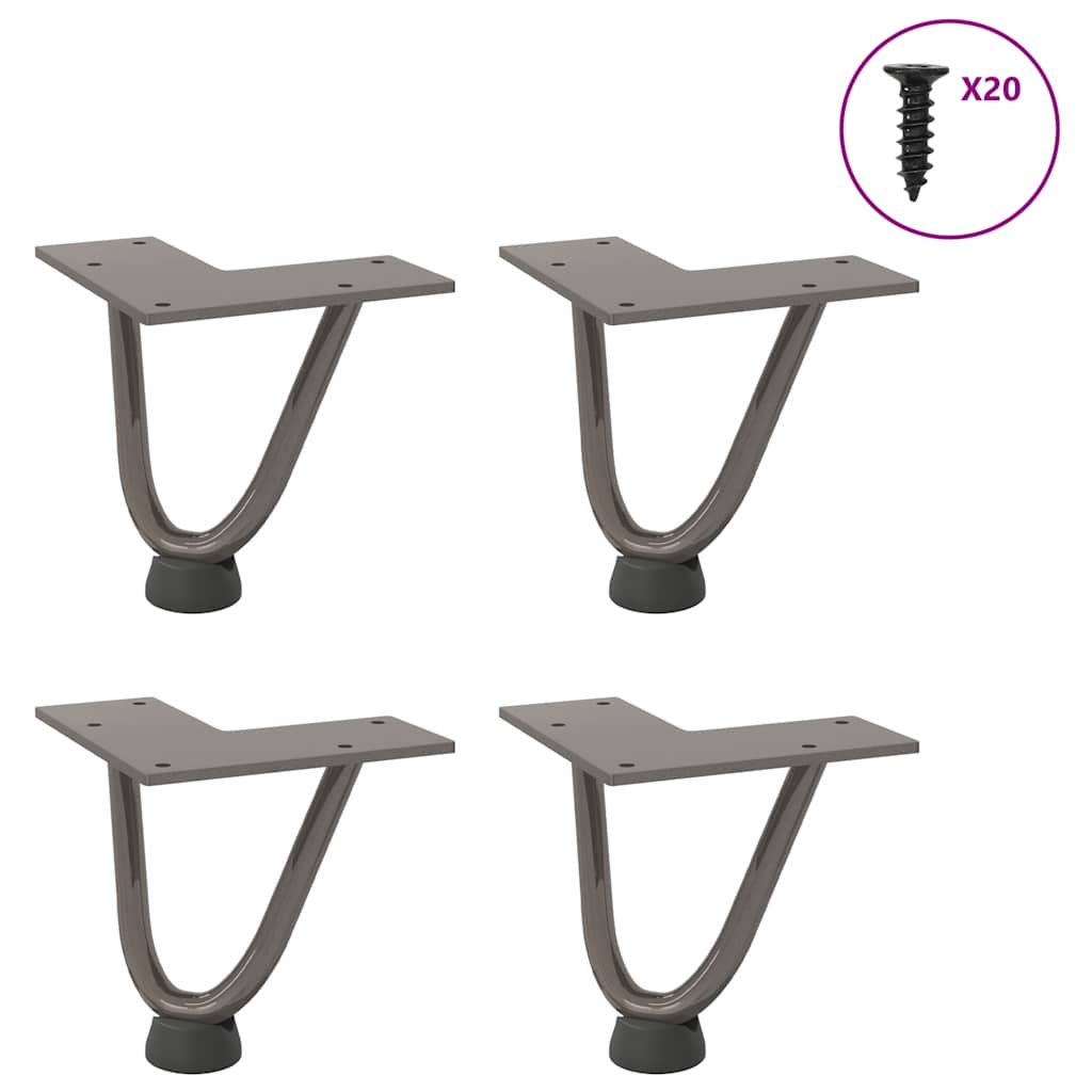 Hairpin Legs for Coffee Table 4 pcs Natural Steel 10 cm Solid Steel