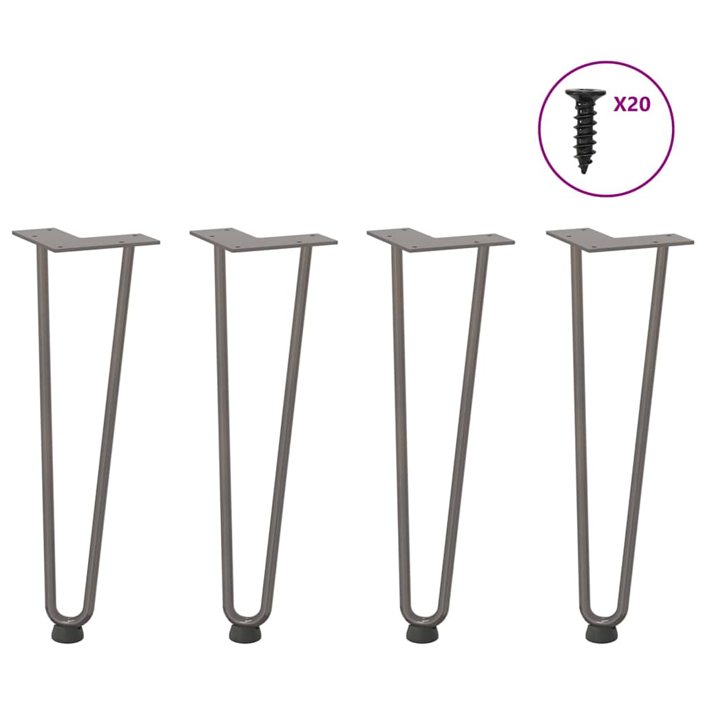 Hairpin Legs for Coffee Table 4 pcs Natural Steel 42 cm Solid Steel