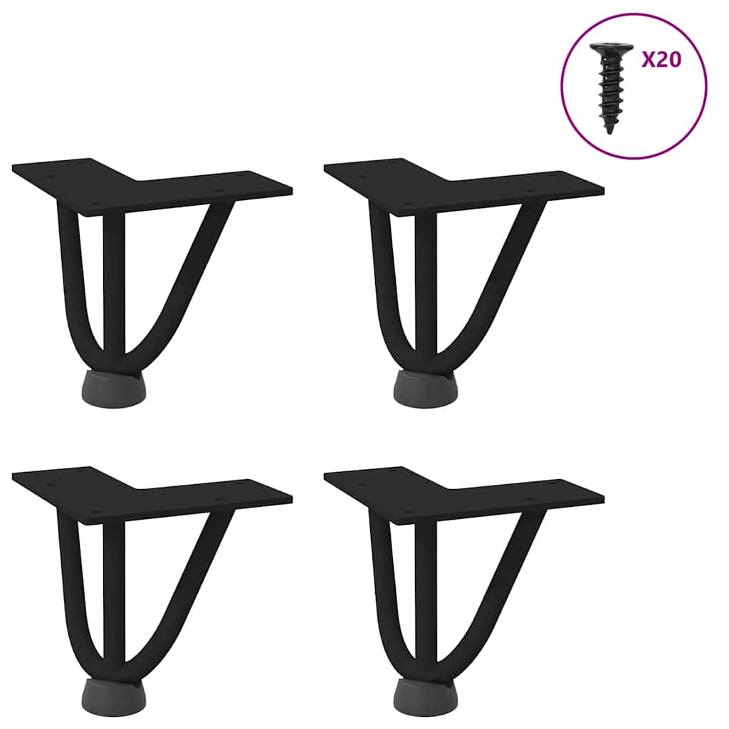 Hairpin Legs for Coffee Table 4 pcs Black 10 cm Solid Steel